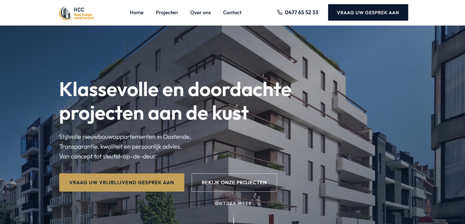 HCC Projects website - vastgoed en projectontwikkeling webdesign