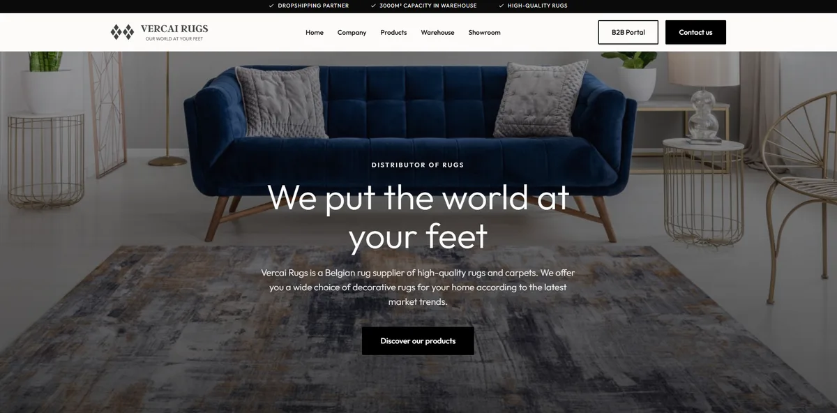 Vercai Rugs website - dropshipping en wholesale tapijten